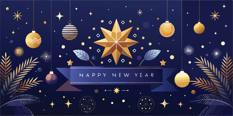 Festive new year s eve celebration with golden stars and ornaments