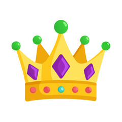 Fototapeta premium Colored vector icon of a crown, symbolizing Mardi Gras royalty, and festive parade themes, isolated on a transparent background