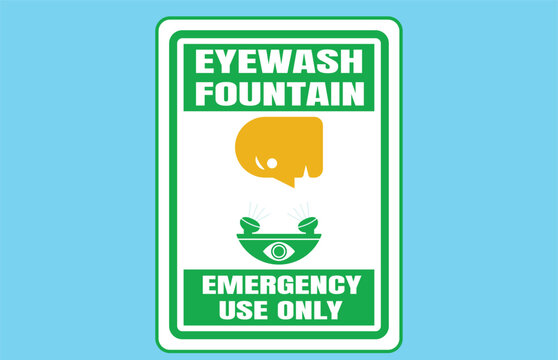 Emergency eye wash station information sign