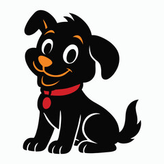 Fototapeta premium Adorable Puppy Silhouette Vector with Red Collar – Cute Pet Character