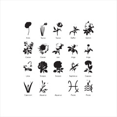 Zodiac flower black and white