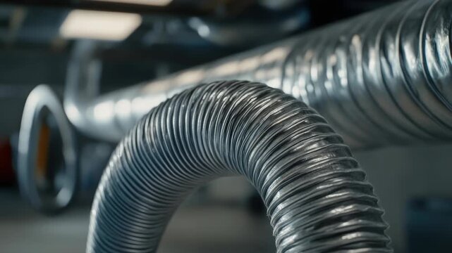 Video Close-up shot of a metal pipe in a building structure, great for architectural or industrial y