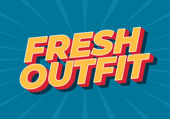 A vibrant graphic design featuring the words Fresh Outfit in bold, colorful typography against blue background with radiating lines. © ayu