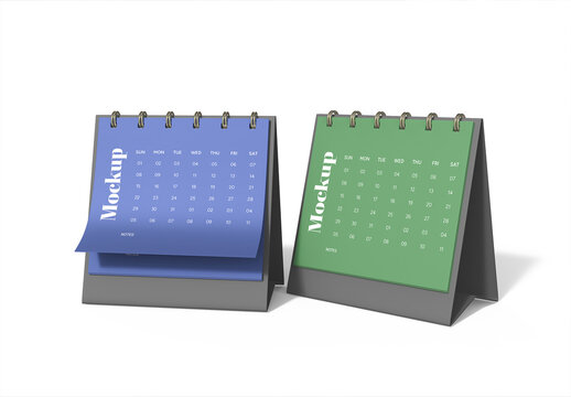 Two Spiral Desk Calender Mockup