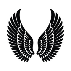 Stylized black angel wings silhouette on white background