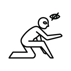 Stealth and Privacy Icon with Crouching Figure and Hidden Eye Symbol