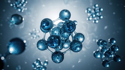 Abstract molecular structure in blue, representing scientific research & technology
