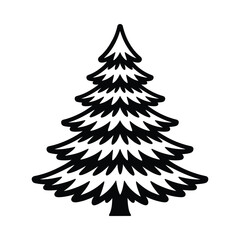 Obraz premium Stylized black and white evergreen tree illustration