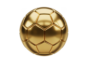 Golden soccer ball isolated on transparent background for sports awards and achievements