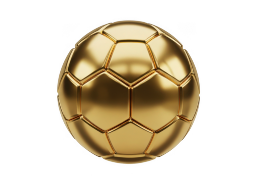 Golden soccer ball isolated on transparent background for sports awards and achievements - Powered by Adobe