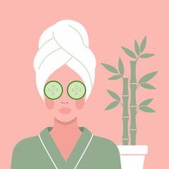 Flat Spa Wellness Retreat Illustration