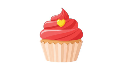 Delicious Red Cupcake with Yellow Heart Topping.