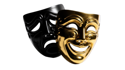 Comedy and Tragedy Masks on White Background