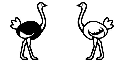 Two ostriches standing in a simple bold wildlife illustration style representing exotic birds and nature.