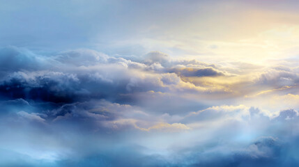 Obraz premium 金色に輝く幻想的な雲の空背景