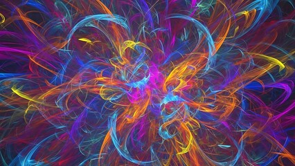 Abstract colorful fractal design with swirling lines and vibrant hues creating a dynamic pattern