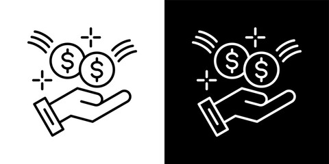 Crowdfunding icon set in outline black and white style vector illustration