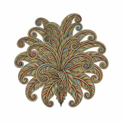 Vibrant, intricate feather mandala design bursts with colorful, swirling patterns, perfect for artistic projects and bohemian decor