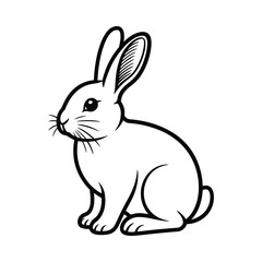 Simple line drawing of a cute white rabbit sitting