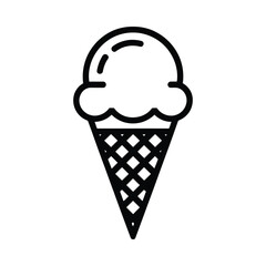 Simple line art ice cream cone icon