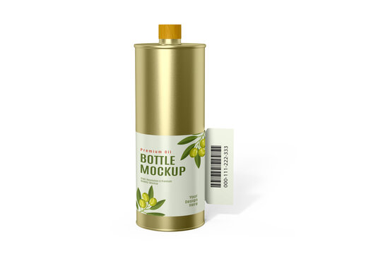 Oil Bottle Tin Can Mockup