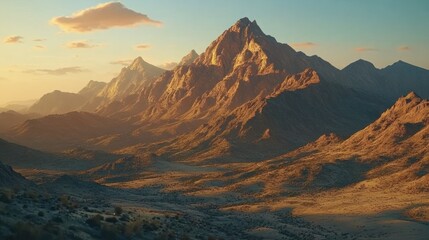 Obraz premium Golden mountain range at sunset (1)