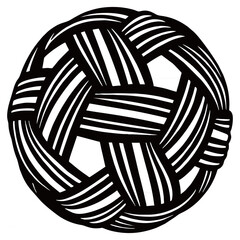 Fototapeta premium Traditional black and white Sepak Takraw woven rattan ball icon, representing Southeast Asian culture, sports, martial arts, and unique athletic competition