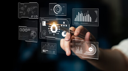 Big data visualization dashboard showing analytics, insights, and performance. Data supports...