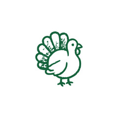 Green Line Art Turkey Illustration
