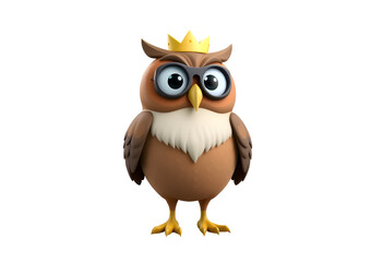Naklejka premium Cute 3D Cartoon Owl King with Glasses