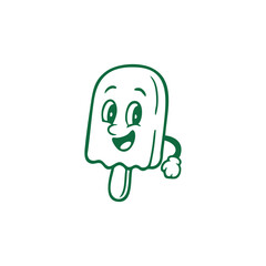 Happy Cartoon Ice Lolly Character with Stick Handle