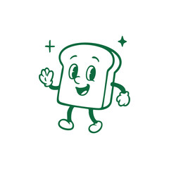 Cartoon Bread Character with Smiling Face