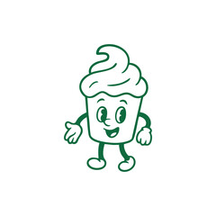 Happy Cartoon Ice Cream Character