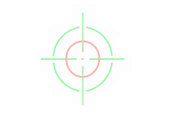 Futuristic neon green and red target scope element, perfect for gaming heads-up displays, user interfaces, or aiming concepts