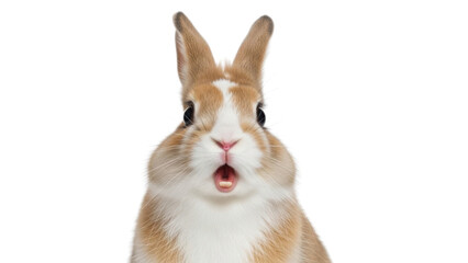 Obraz premium Funny rabbit with an open mouth looking surprised isolated PNG with Transparent Background