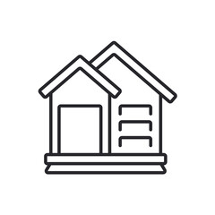 house icons outline and Flat Style,transparent background