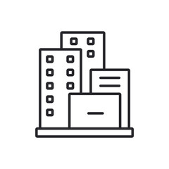 apartment building icons outline and Flat Style,transparent background