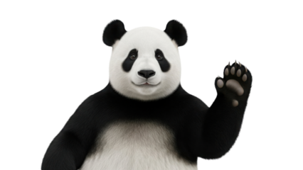 Cute panda says hello isolated PNG with Transparent Background