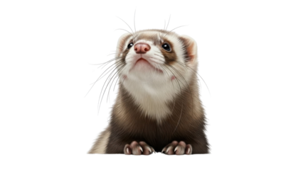 Cute ferret looking up isolated PNG with Transparent Background