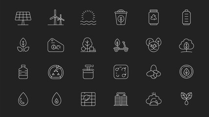 Eco and Sustainability Icon Set Recycling Green Energy Nature Environment Vector