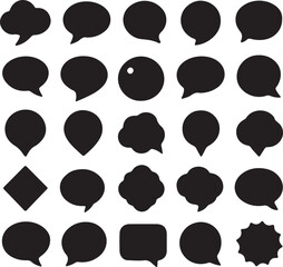 Set of speech bubbles. Speak bubble text, cartoon chatting box, message box. Blank empty vector white speech bubbles. Cartoon balloon word design.