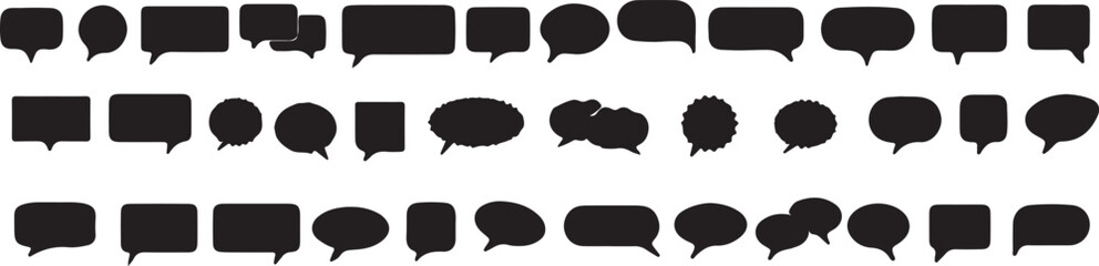 Speech bubble collection. Set of speech bubble icon vector. Comment box icon vector set. Speech bubble comic buttons for web design. dialogue box silhouette vector set. Chat message template. 