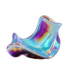 Iridescent fluid sculpture with vibrant color shifts on black
