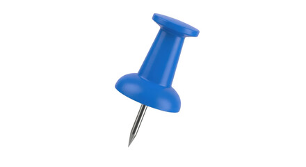 Blue pushpin thumbtack needle stationery item isolated transparent background close up view essential office supply