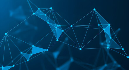 Abstract network background with connecting dots and lines in blue tones representing technology science data and connectivity for modern designs and presentations