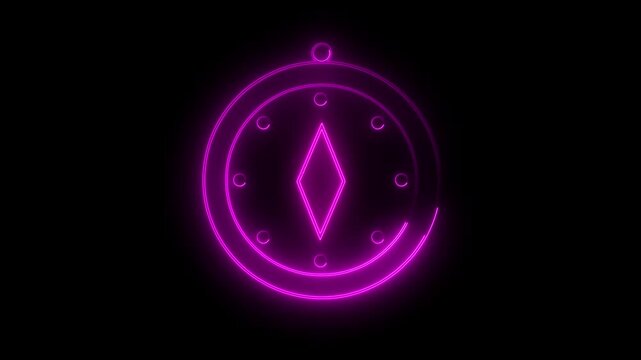 Animated compass white line icon. Nautical navigation tool animation. Spinning, rotating. Cartography, marine. Tourism equipment. Isolated element on dark background