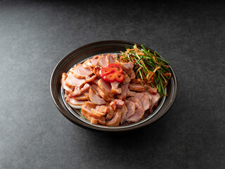 Smoked duck on a plate