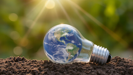 La vecchia madre terra all'interno di un bulbo di lampadina