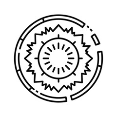 Abstract Radial Energy Burst Symbol with Jagged Edges and Dashed Core