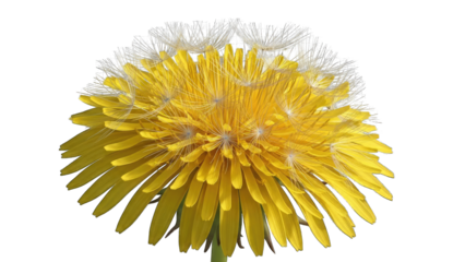 Dandelion flower with seeds ready to fly, isolated on white